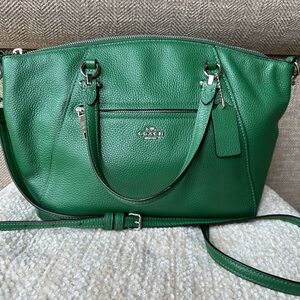 Coach Green Pebbled Leather Tote with Strap